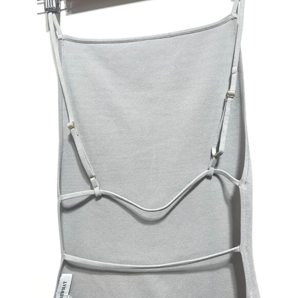 WEWOREWHAT High Neck Backless Tank Top Size XS in Gray Knit Ribbed - Picture 10 of 11